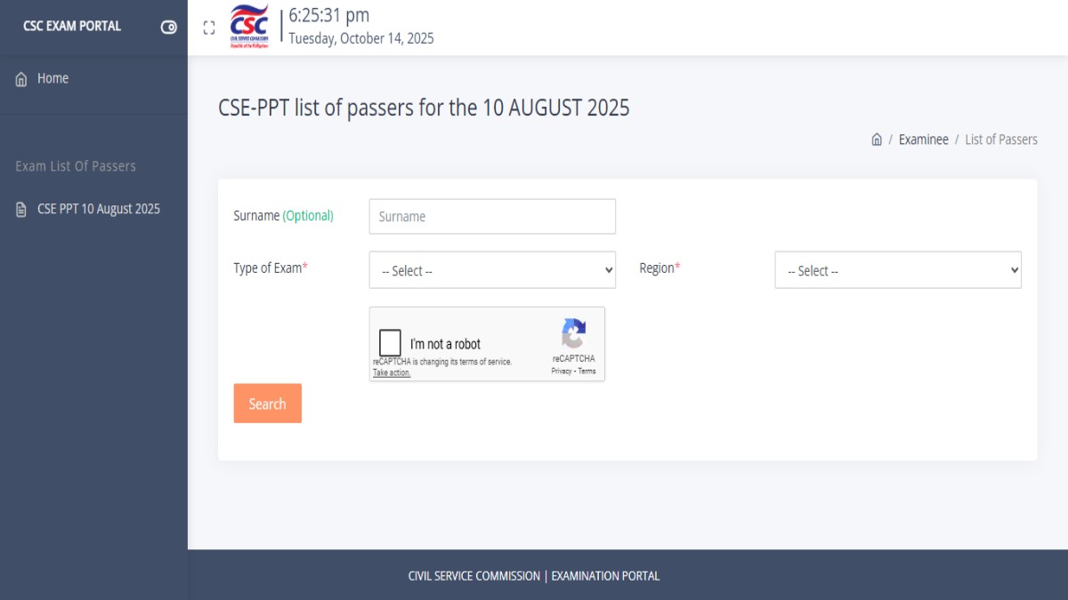 CSC CSE Results 2025 csc.gov.ph passers list