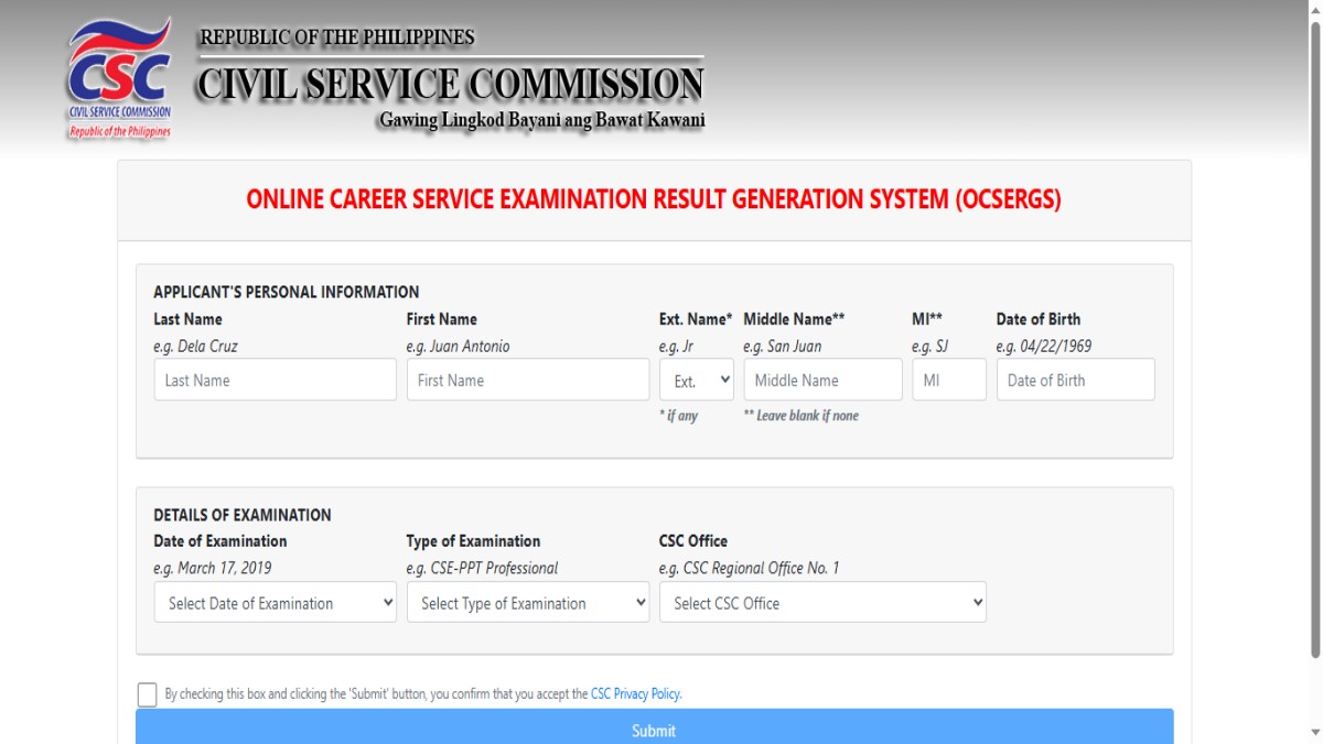 CSC Online Verification of Rating 2025 (OCSERGS)