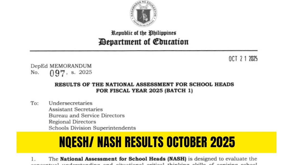 NQESH/ NASH Results October 2025